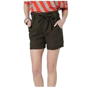 ANTHROPOLOGIE Daughter’s of Liberation Breezy Paperbag Army Green Shorts Size 4